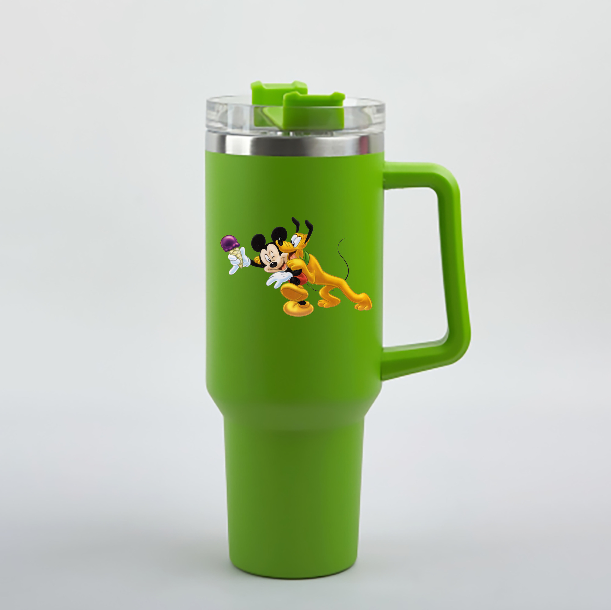 ミッキーマウス Mickey Mouse 1200mL車用タンブラー - クリスタルステッカー（プラスチックストロー付き）